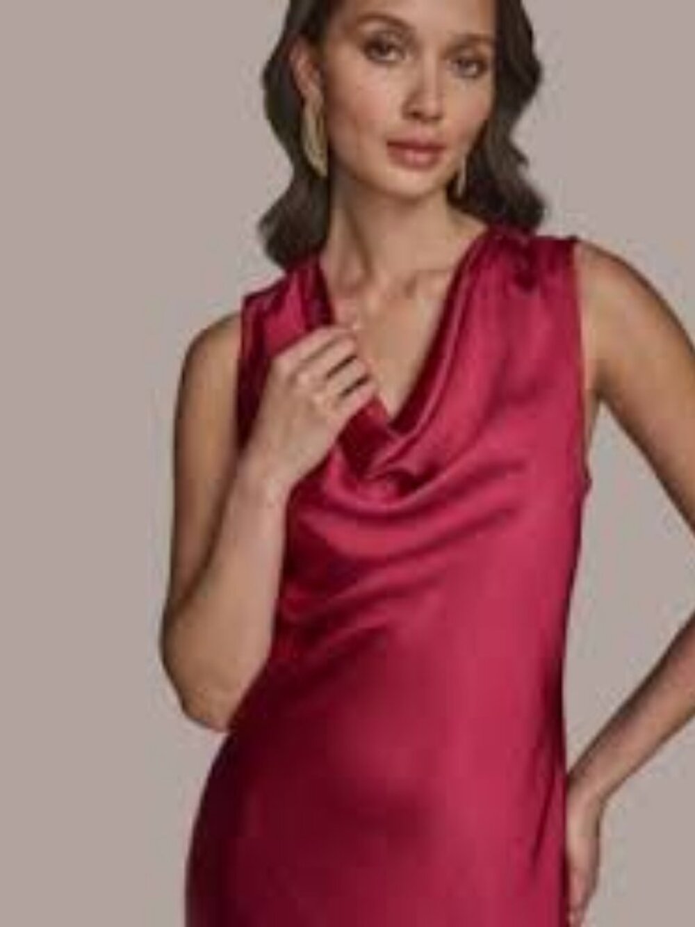 52 - NWT DONNA KARAN COWL NECK SATIN MAXI DRESS - Picture 4 of 8
